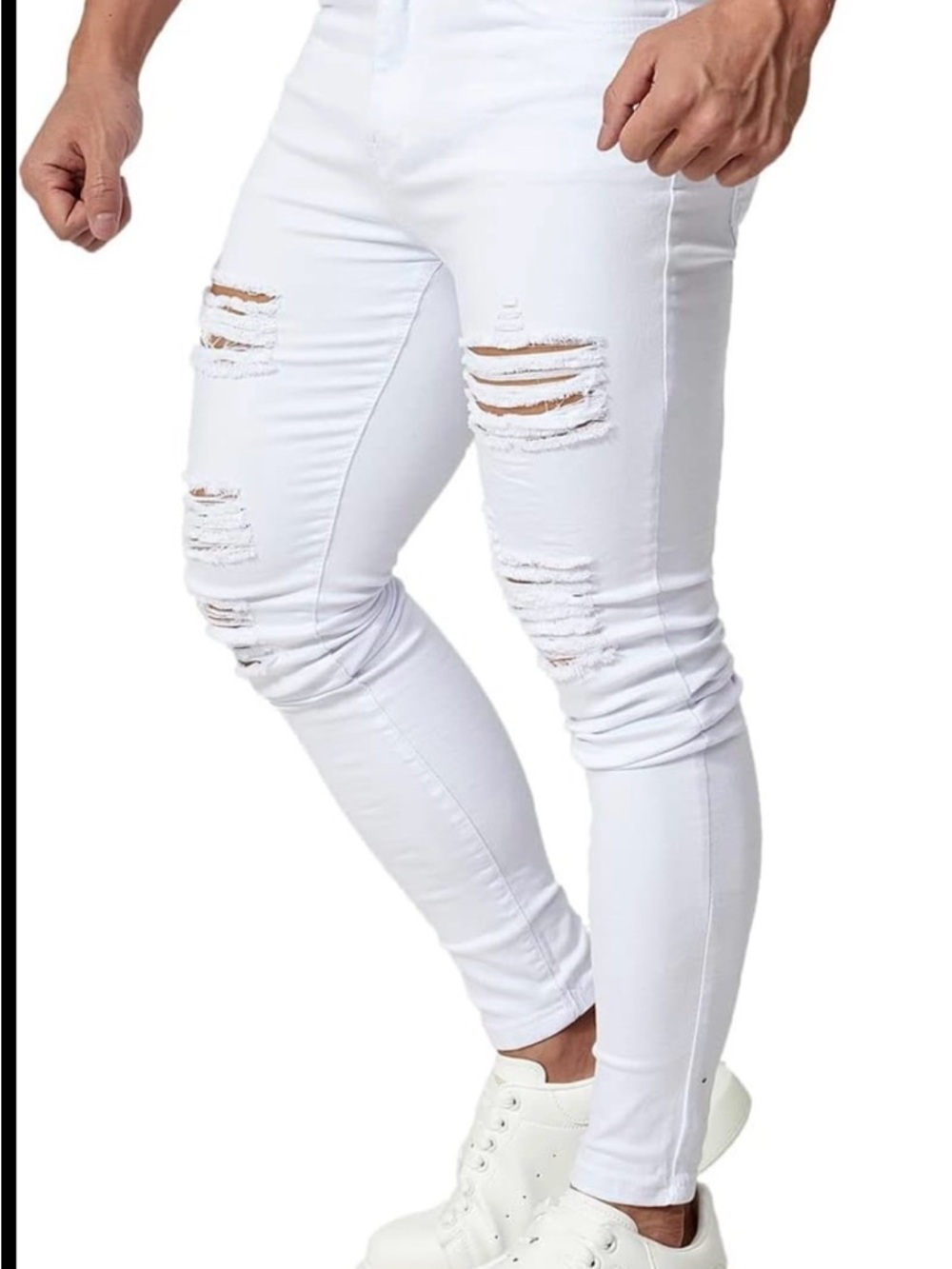 Hudson Jeans White Men's Skinny Distressed Stretch Denim